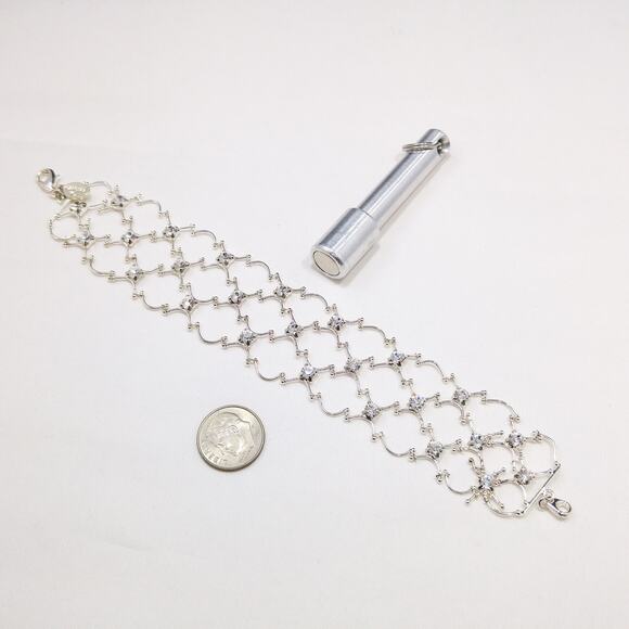 Vintage Carolee Rhinestone Rhinestone Bracelet, Wedding Lace Style, 1990s - Picture 6 of 8